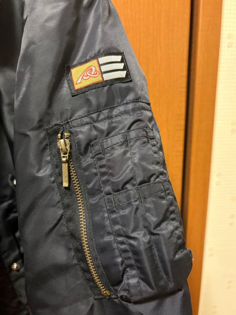 Chargers ボア襟 MA-1 フライトジャケットブラック 短丈 ミリタリー