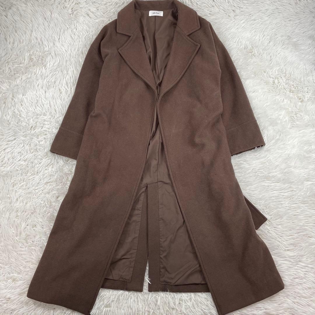 美品　Mila Owen ロングガウンコート ウール混 ベルト付き 茶 ブラウン