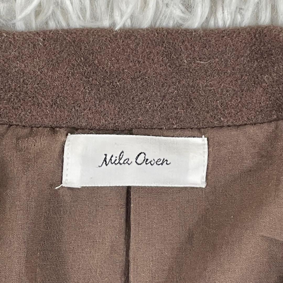 美品　Mila Owen ロングガウンコート ウール混 ベルト付き 茶 ブラウン