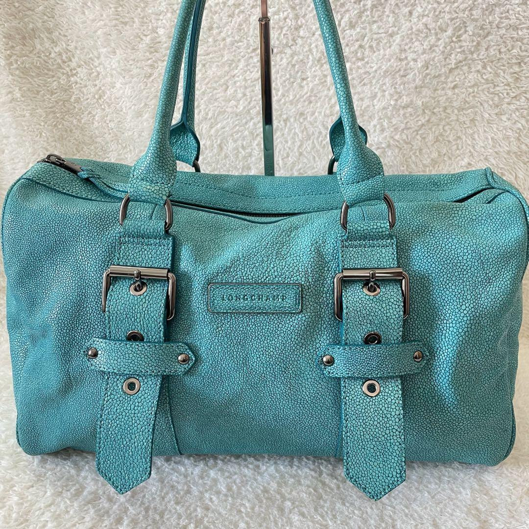 LONGCHAMP ボストンバッグ ケイトモス コラボ グリーン系