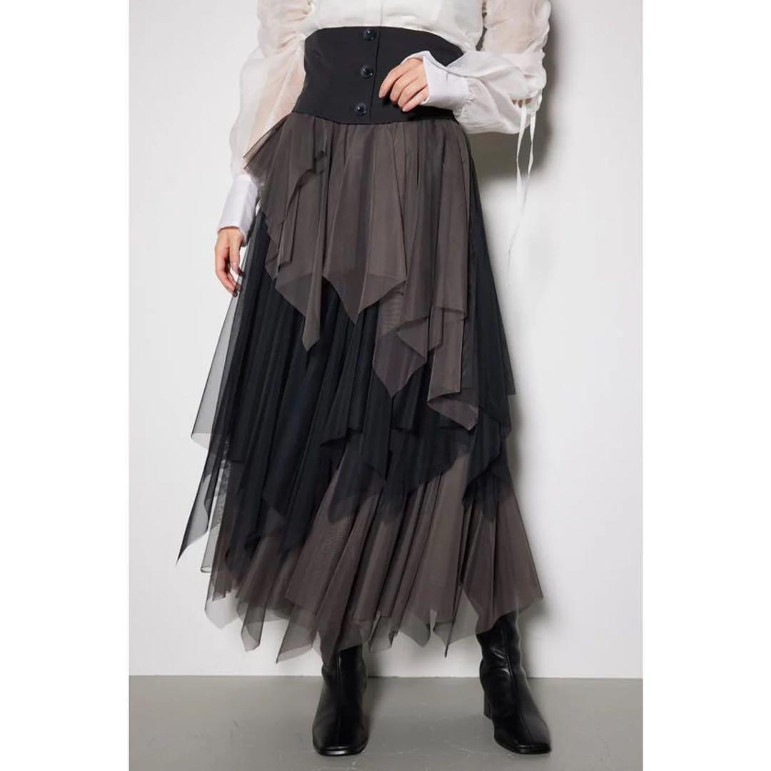 rienda 2WAYコルセットランダムチュールハイウエストスカート 美品
