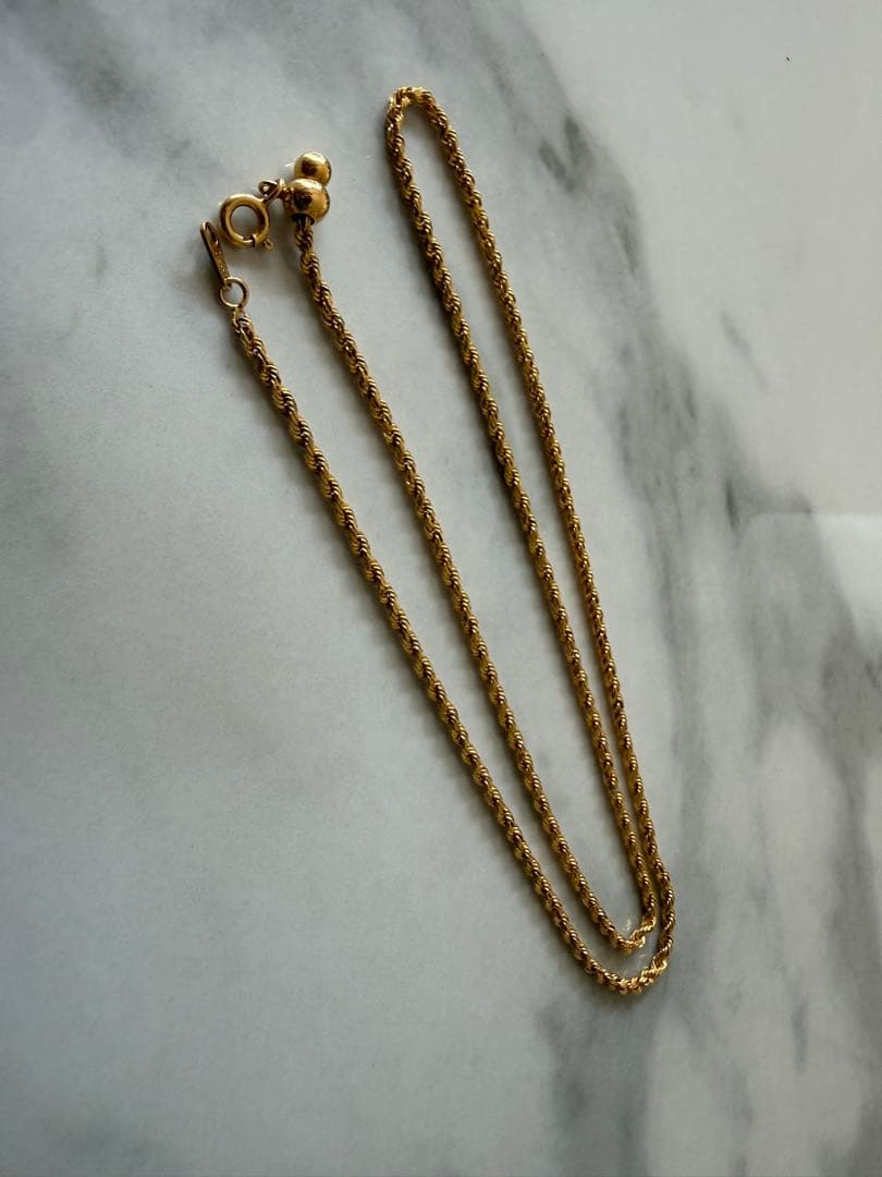 18金 18k パイプロープチェーン 50cm
