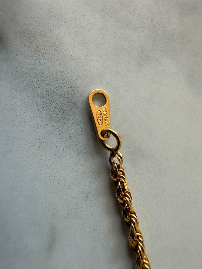 18金 18k パイプロープチェーン 50cm