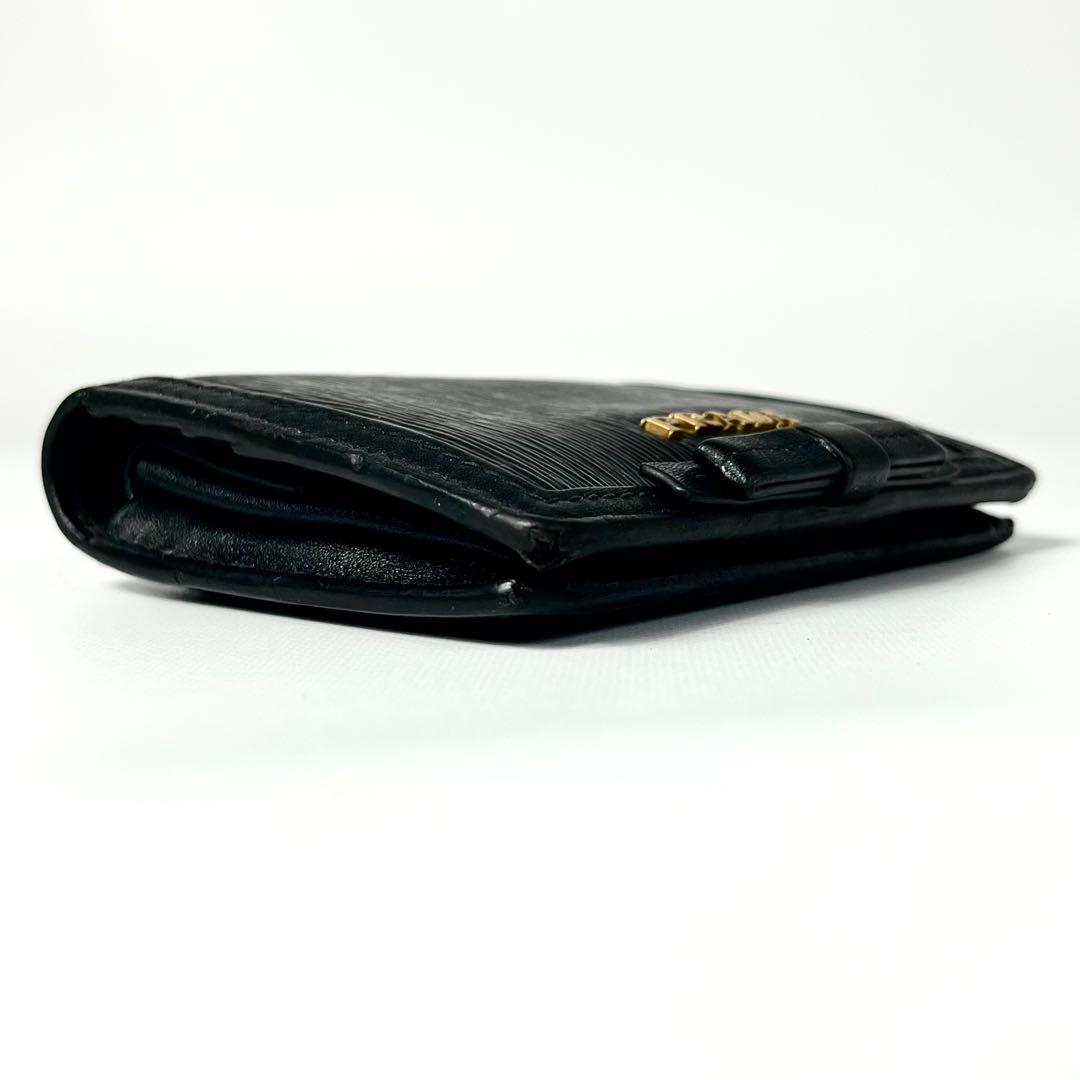 希少✨プラダ 二つ折り財布 リボン ヴィッテロムーブ レザー ロゴ金具 黒