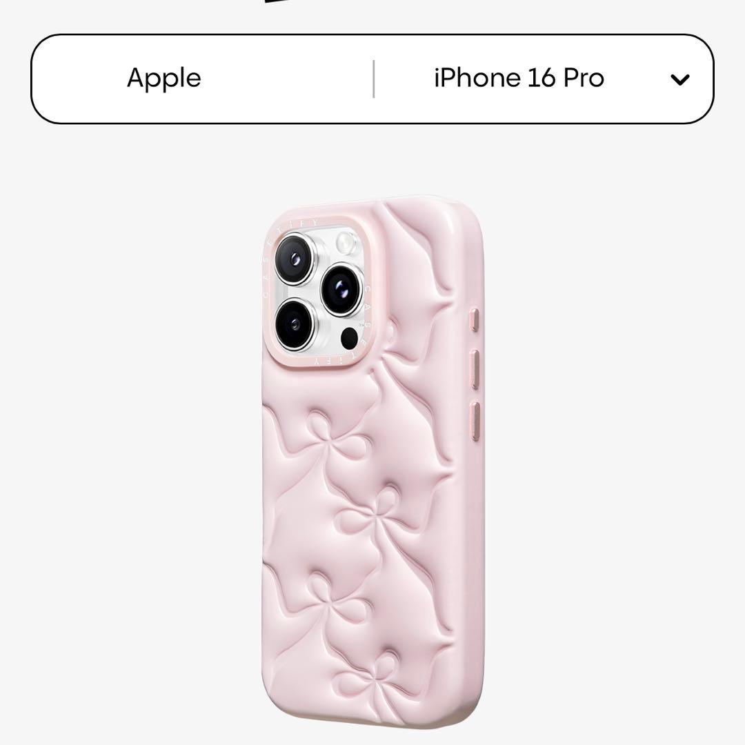 iPhone 16 Pro用リボン模様シリコンケース