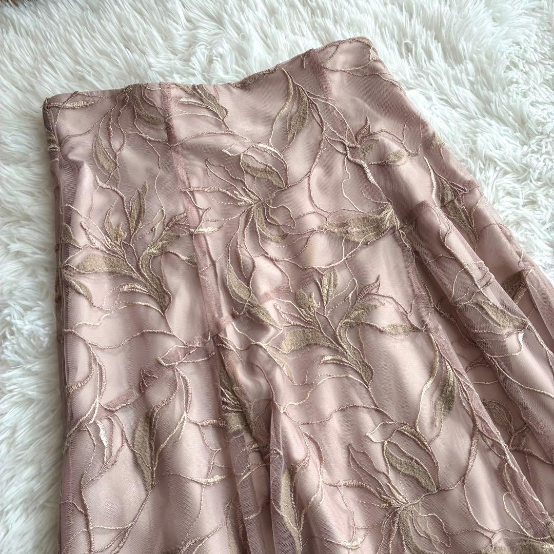 近年✨️Apuweiser-riche ラメ刺繍フレアスカート ピンク レース 2