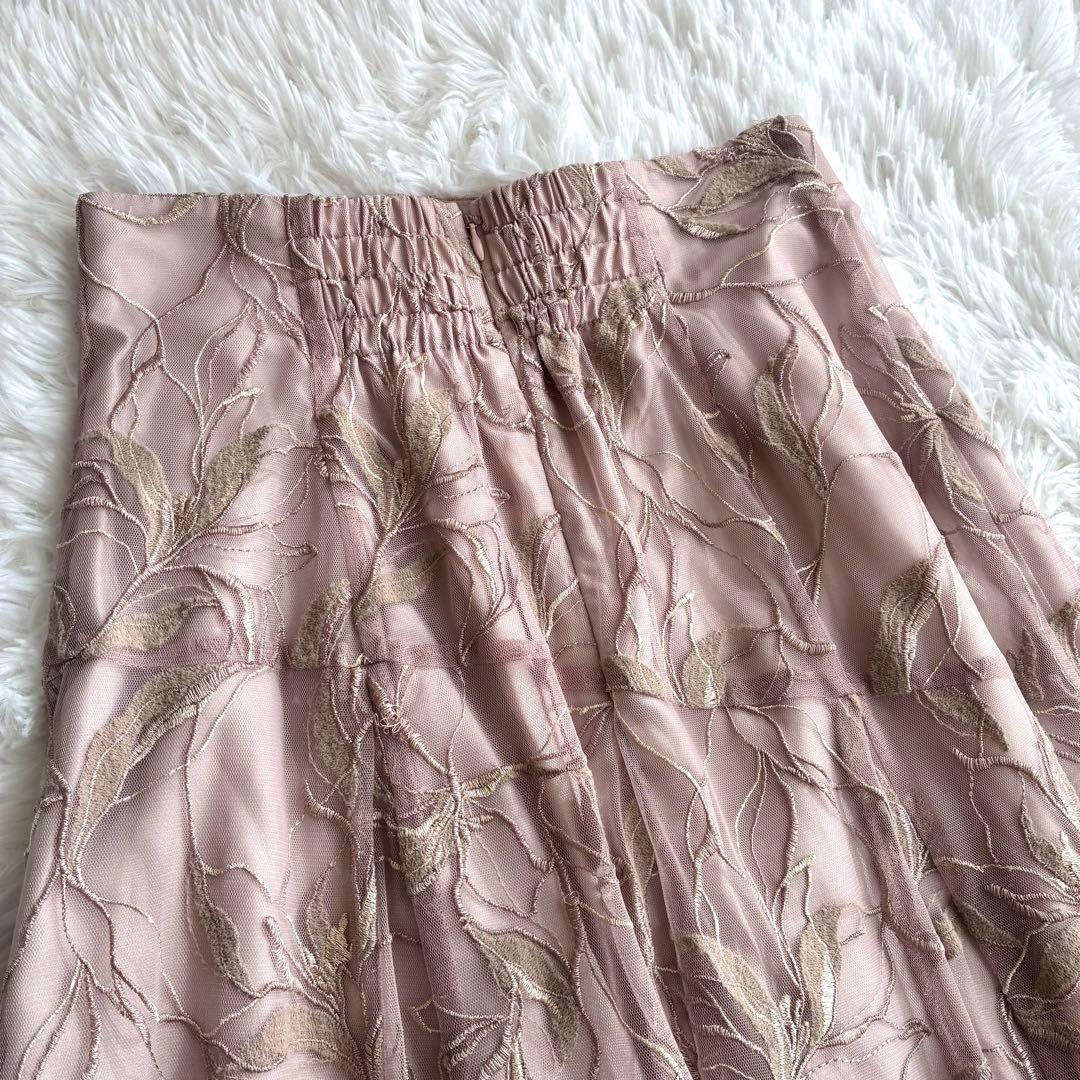 近年✨️Apuweiser-riche ラメ刺繍フレアスカート ピンク レース 2