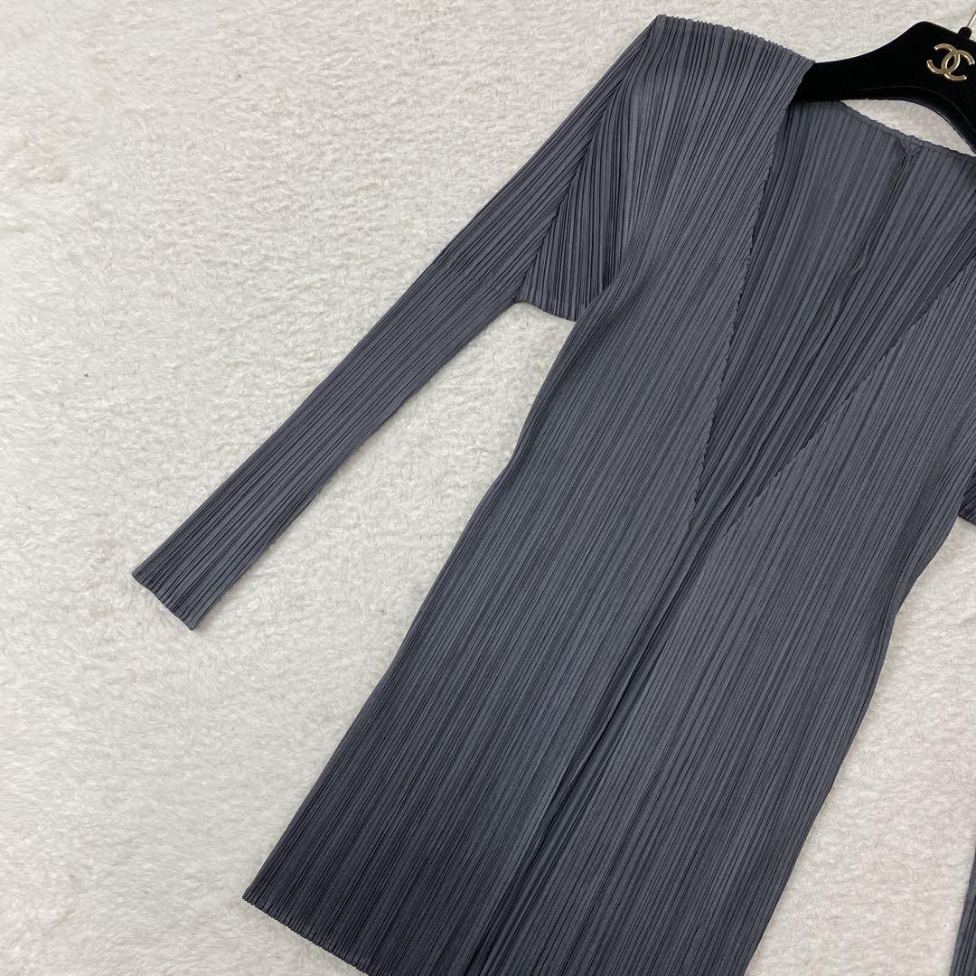 美品 ISSEY MIYAKE プリーツプリーズ カーディガン グレー3