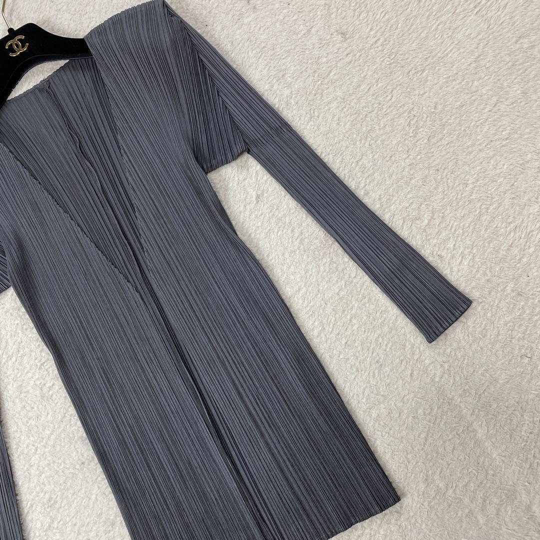 美品 ISSEY MIYAKE プリーツプリーズ カーディガン グレー3