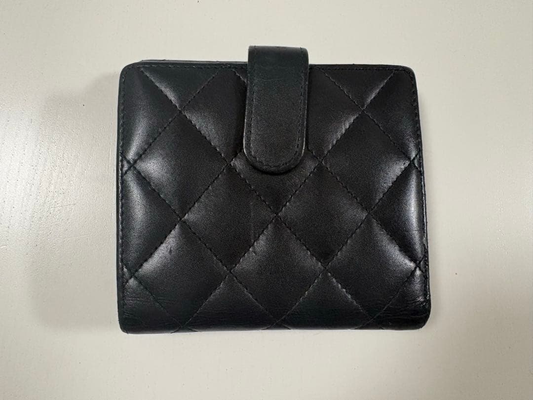 【正規品】CHANEL カンボンライン 二つ折り財布 ブラック×ピンク