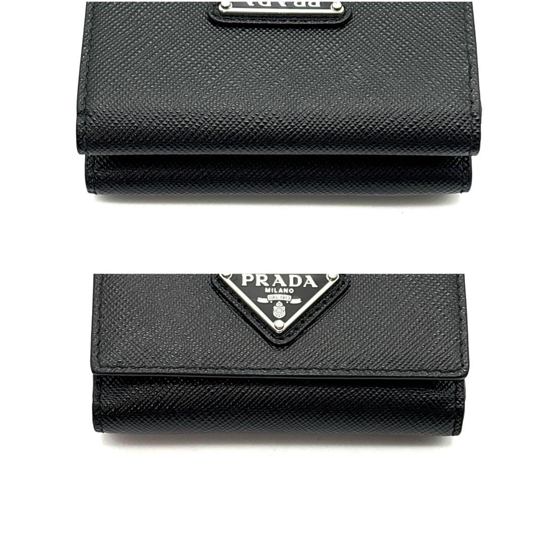 現行◆未使用級◆PRADA 三つ折り財布 三角プレート ブラック 黒