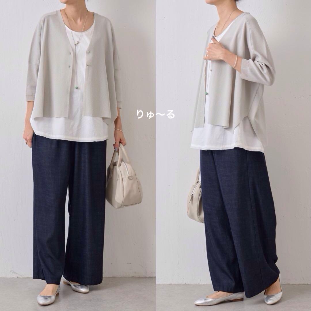 1回美品⭐️BEARDSLEY ビアズリー サラッとカーディガン／ライトグレー
