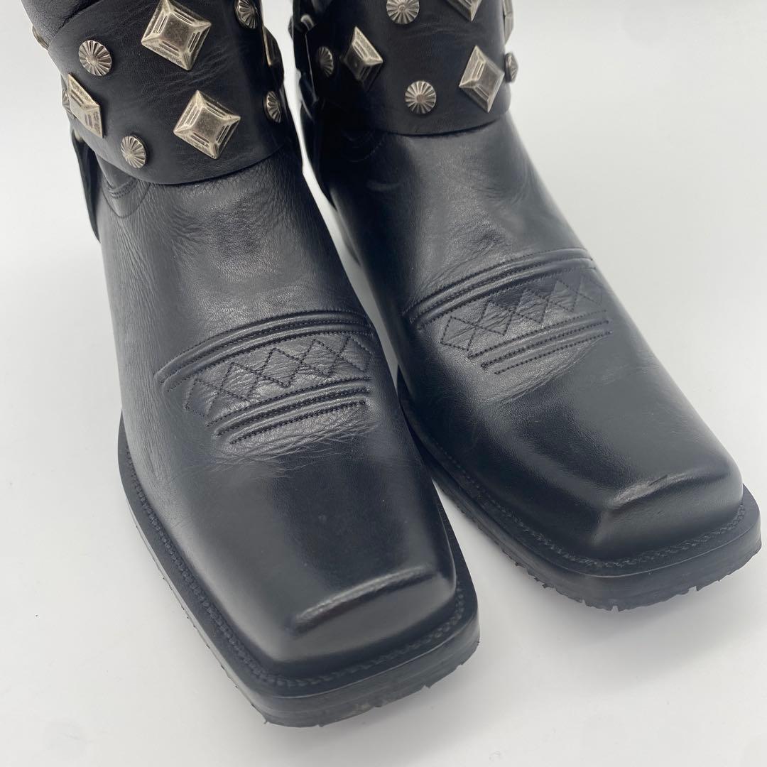 90s vintage スタッズハーネスブーツ 黒24cm 37.5 y2k