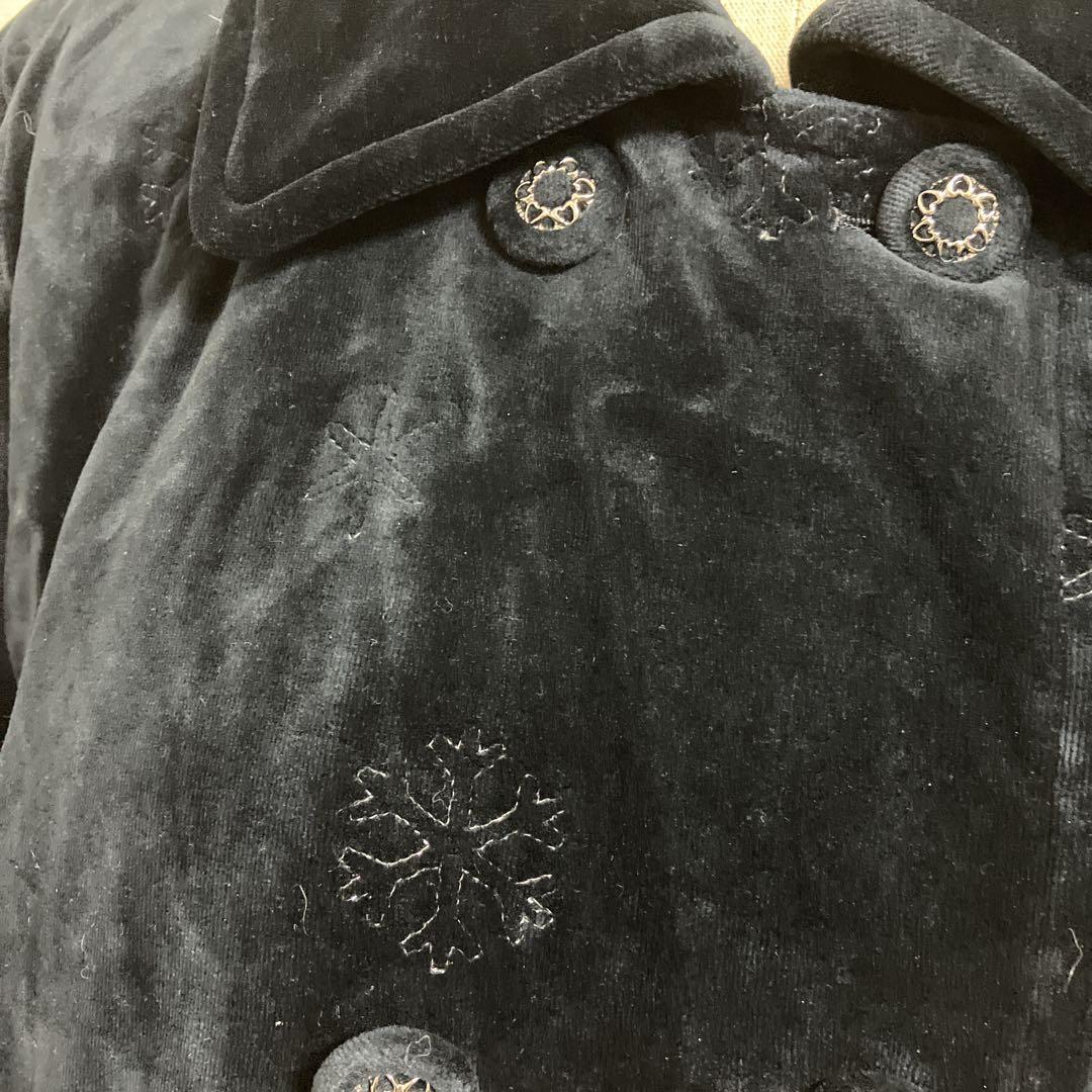 レリアン　日本製ベルベット中わたコート ネイビー 雪結晶刺繍入り ９号