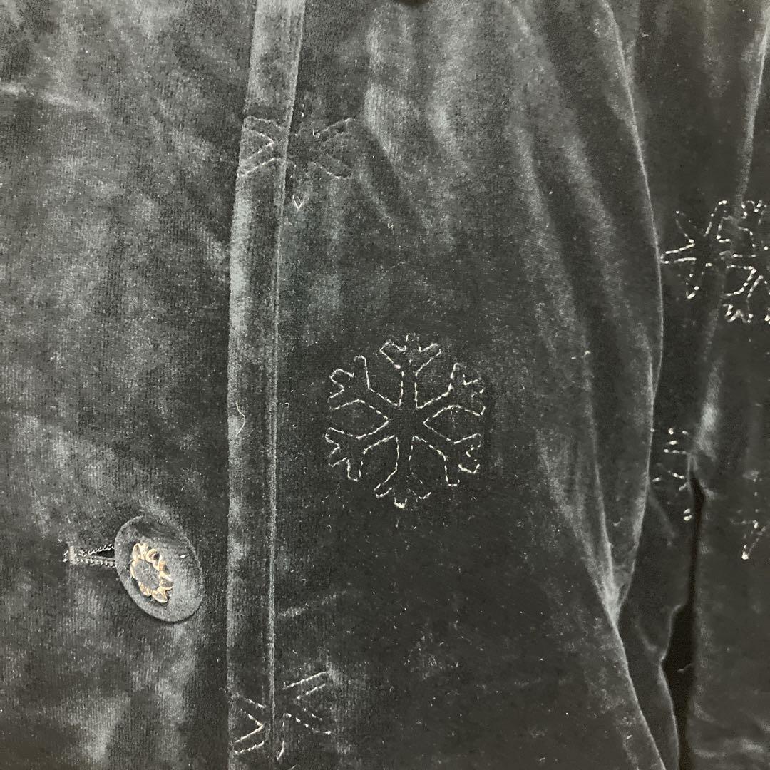 レリアン　日本製ベルベット中わたコート ネイビー 雪結晶刺繍入り ９号