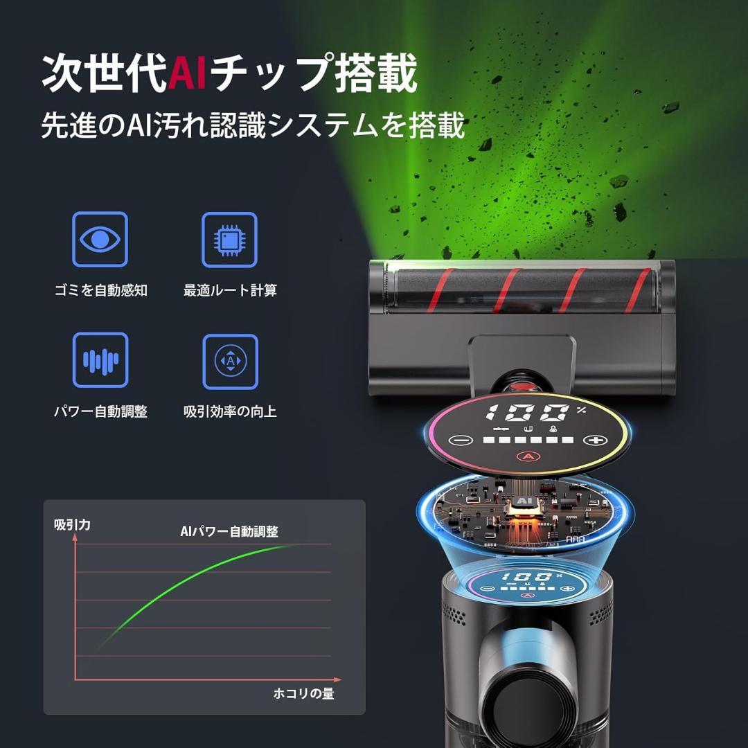 掃除機 コードレス 業界初独立モータ 自走式 80Kpa 超強力 70分連続稼働