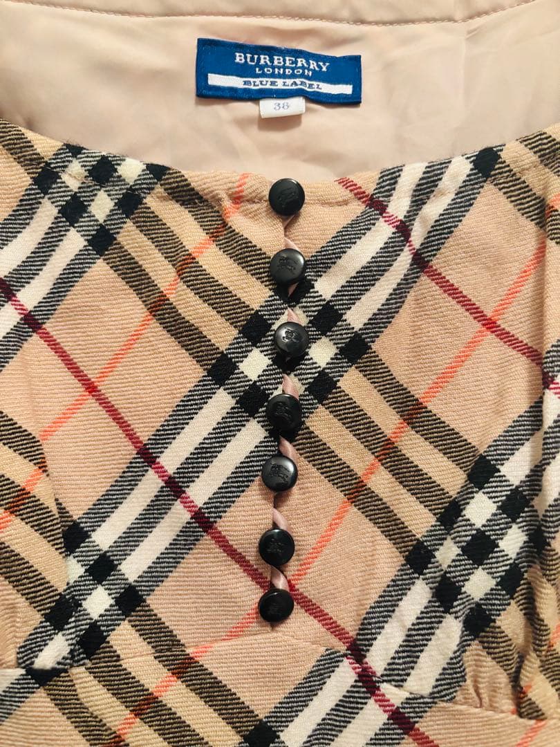 公*o様 BURBERRY 38size ウール　総柄ワンピース　穴あき　ほつれ