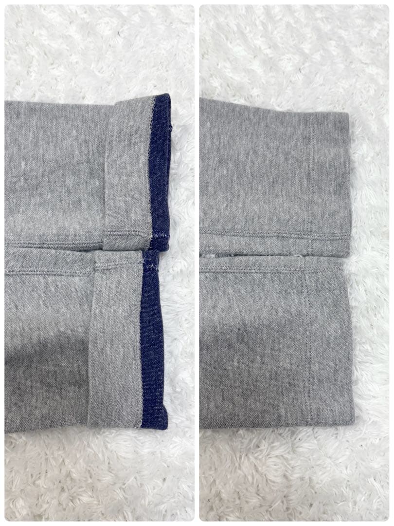 【45R】裏毛コットン カーディガン グレーノーカラー 刺繍　ダブルフェイスM
