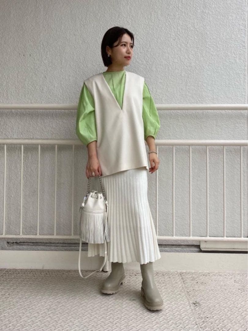 【新品】リブフレアスカート ホワイト UNITED ARROWS ¥18,700