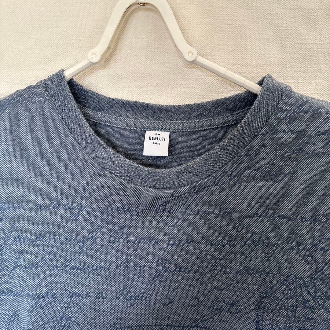 k　 BERLUTI ベルルッティ ネイビー 文字プリント Tシャツ