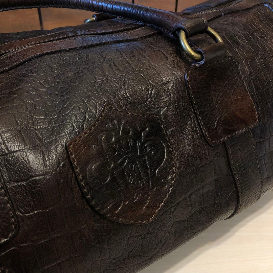 本革 ZARA ボストンバッグ　クロコダイル型押し
