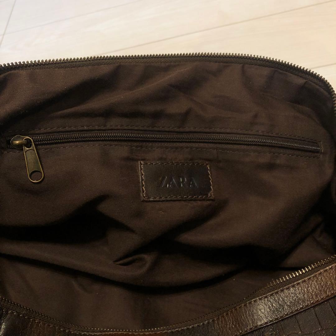 本革 ZARA ボストンバッグ　クロコダイル型押し