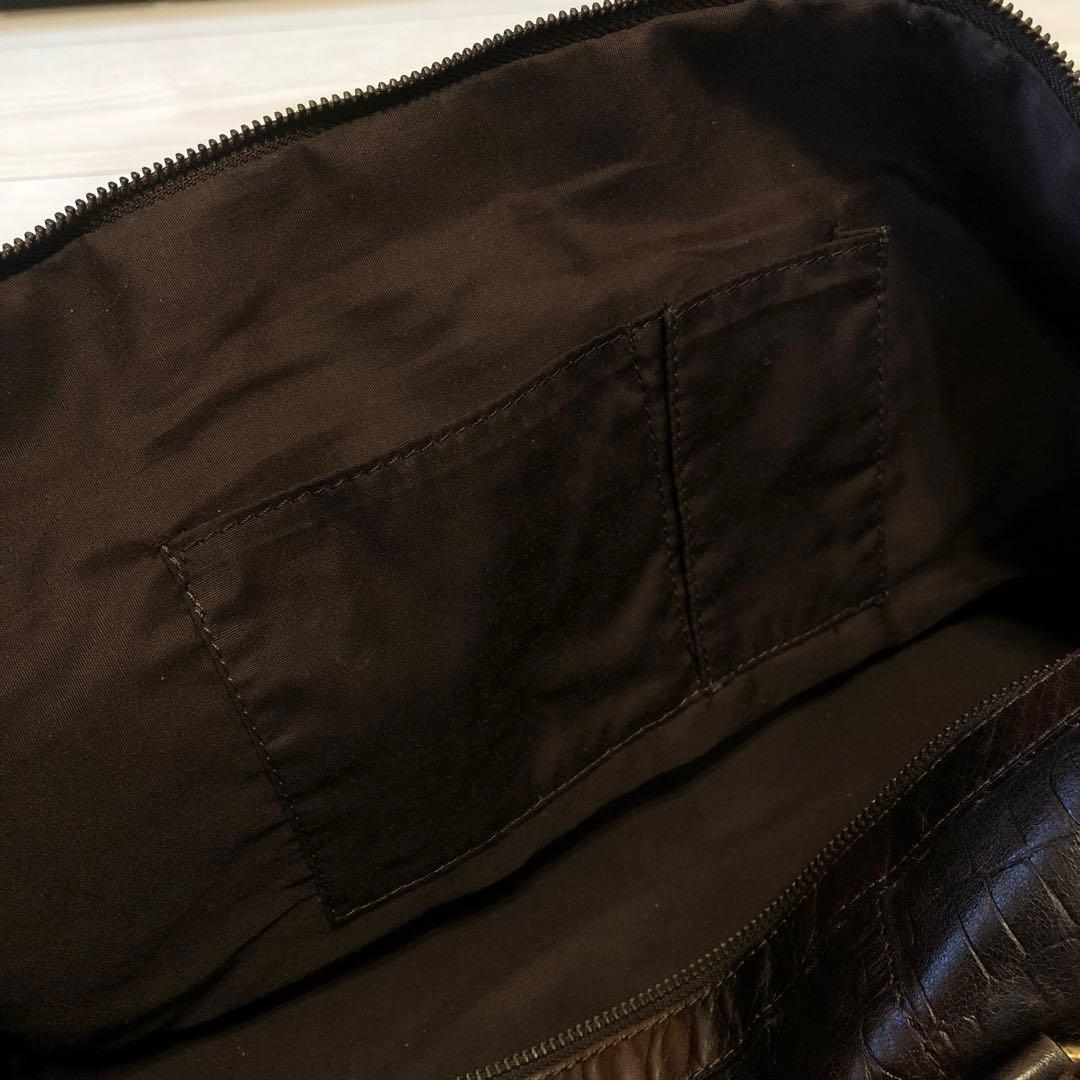 本革 ZARA ボストンバッグ　クロコダイル型押し