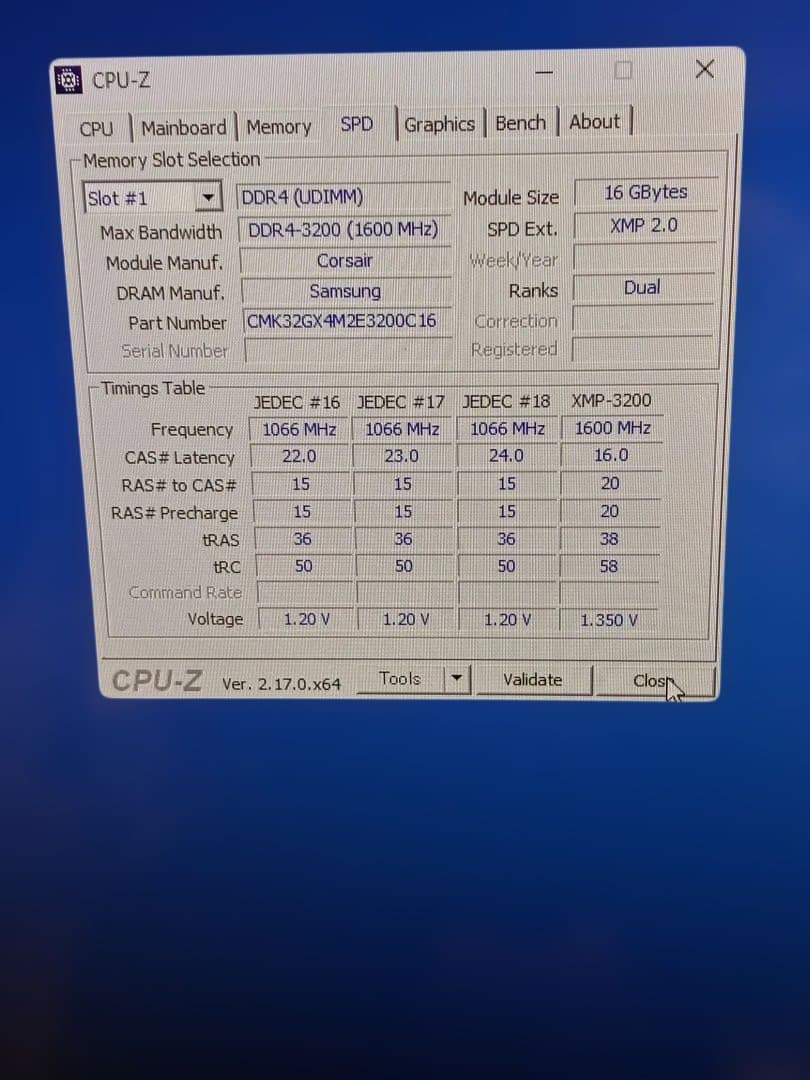Vengeance DDR4 16GB 3200 1枚