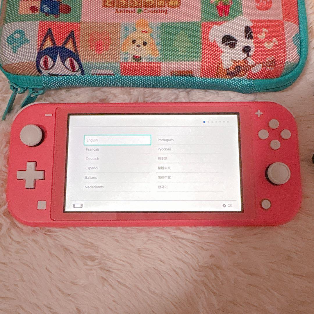 Switch Lite コーラルピンク 本体 あつまれどうぶつの森ケース付き