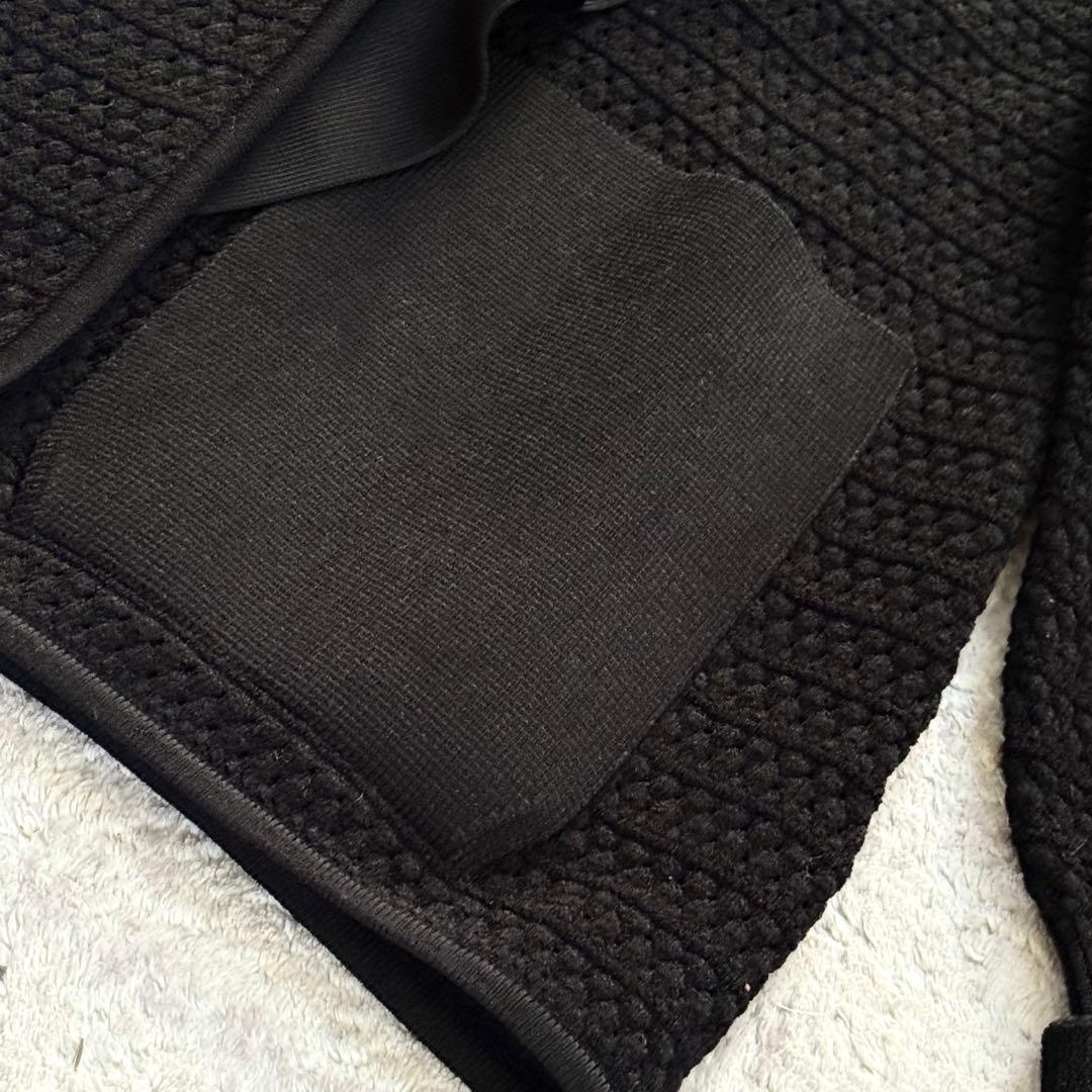 VALENTINO ラッフルフリル 透かし編み ニット コート 黒 XL