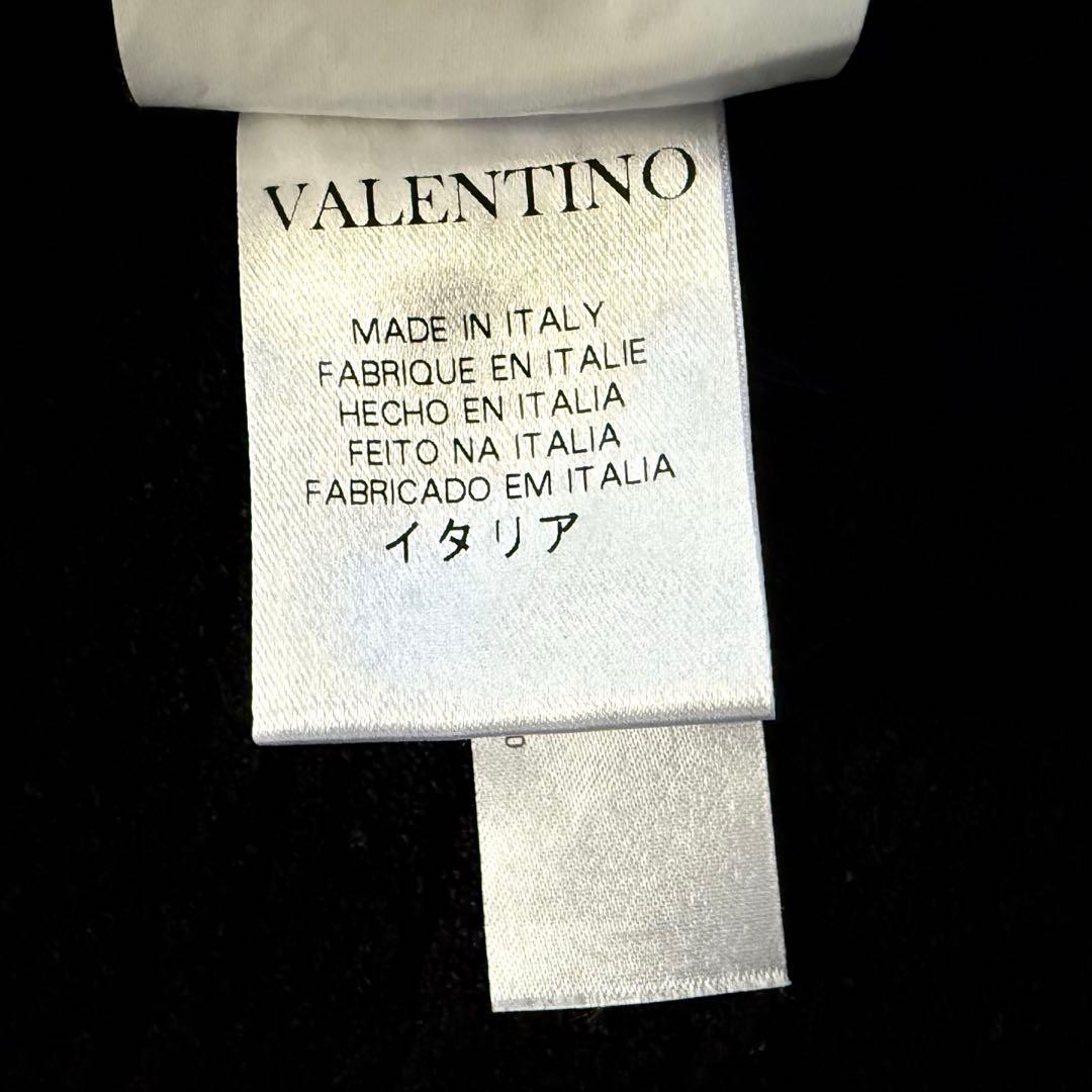 VALENTINO ラッフルフリル 透かし編み ニット コート 黒 XL