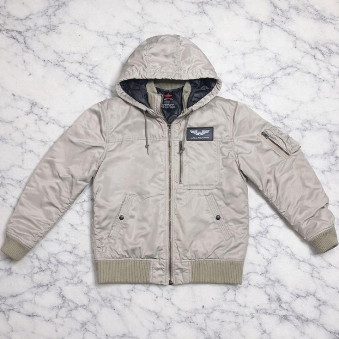 Alpha Industries フーデットリブジャケット　シルバー　L 美品