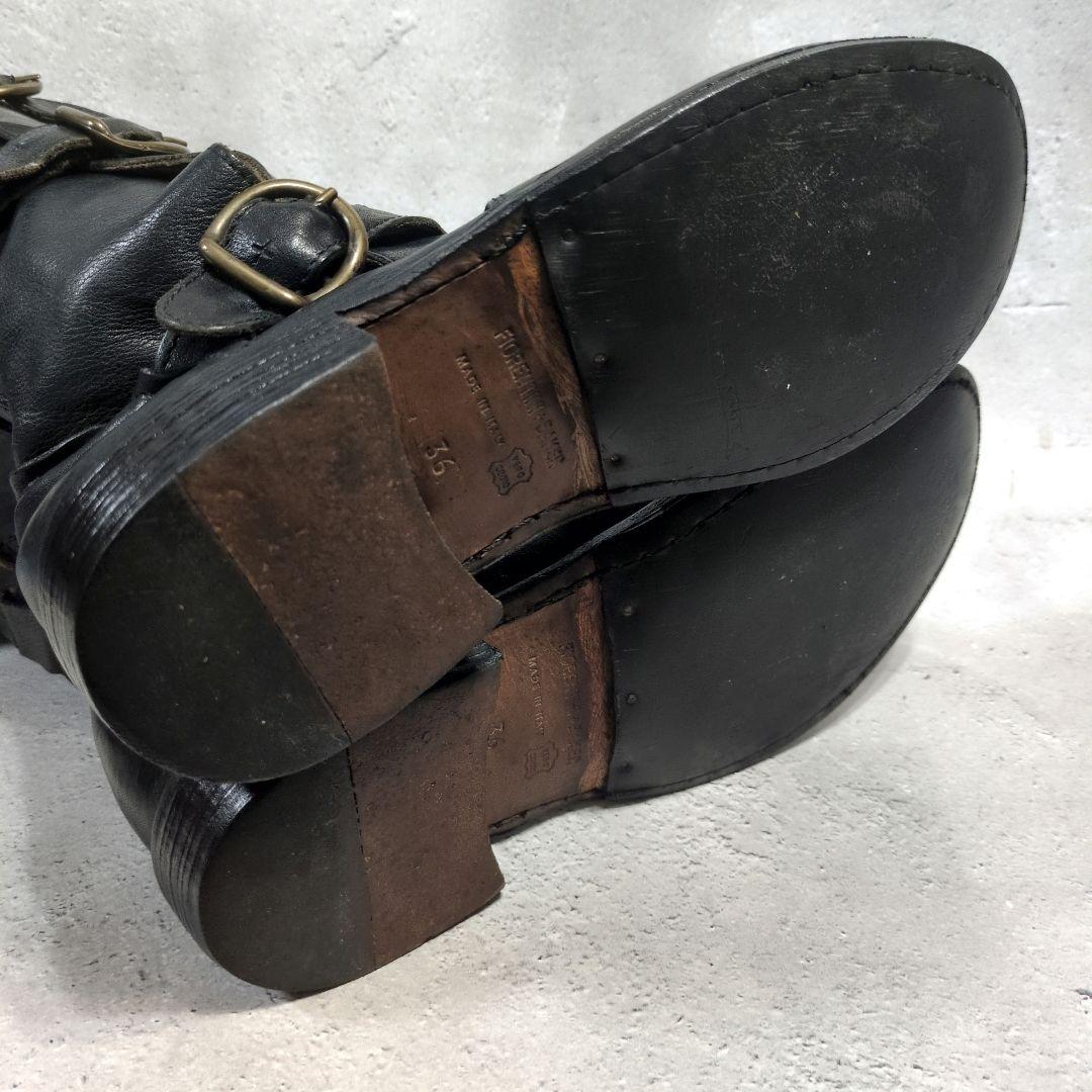 Fiorentini＋Baker エンジニアブーツ 黒 3連ベルト 23cm