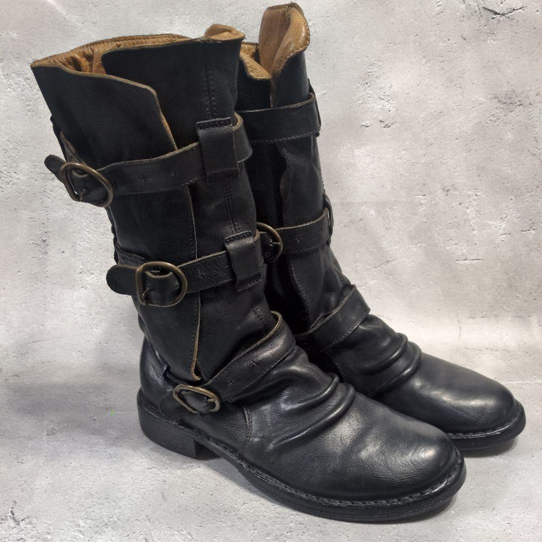Fiorentini＋Baker エンジニアブーツ 黒 3連ベルト 23cm