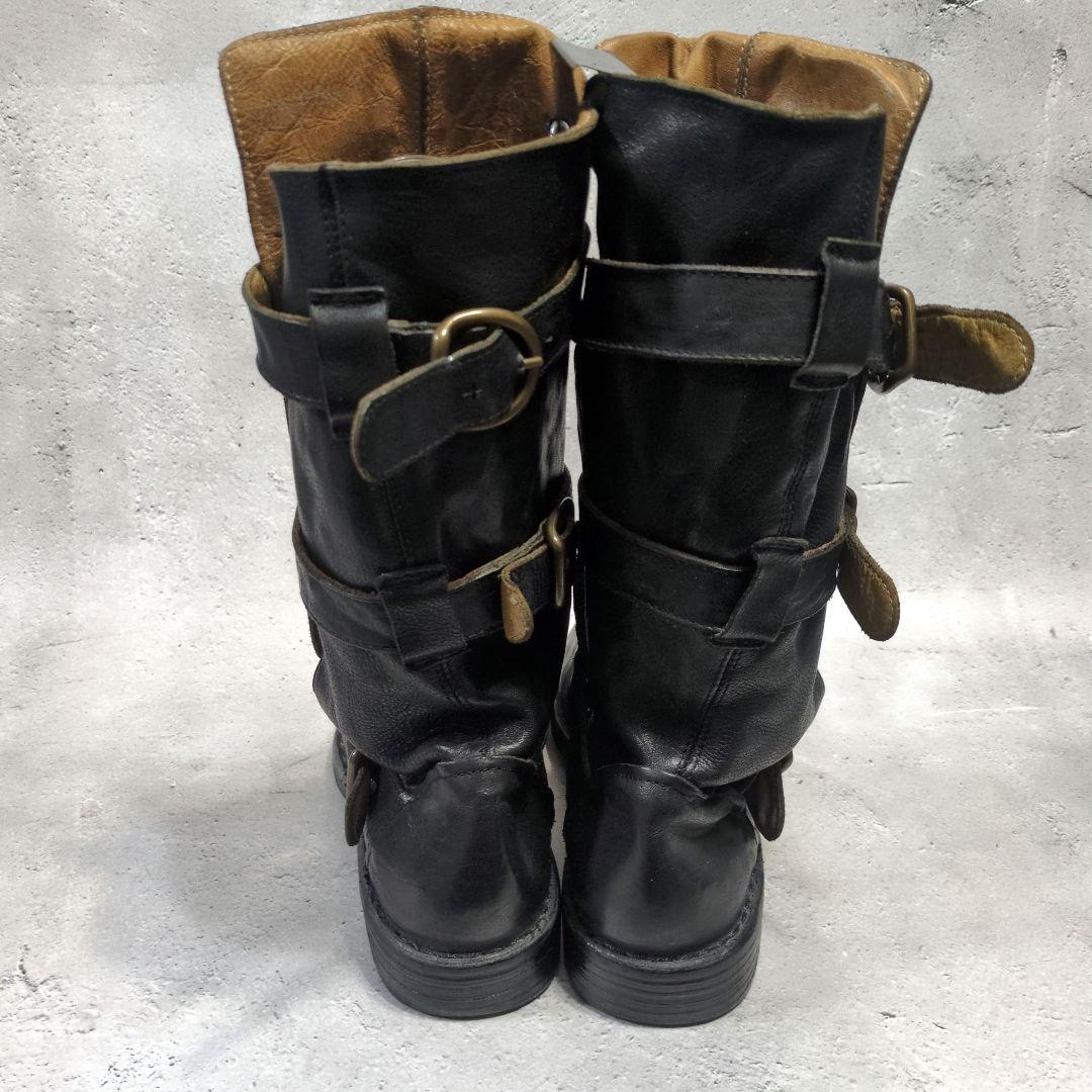 Fiorentini＋Baker エンジニアブーツ 黒 3連ベルト 23cm