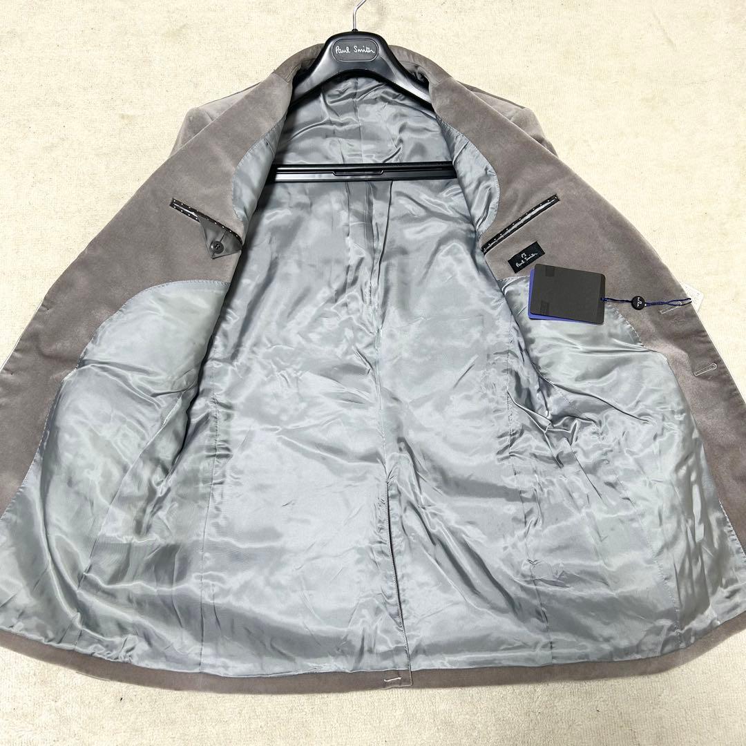 新品タグ付き　PaulSmith ベロアテーラードジャケット　グレー　パイピング