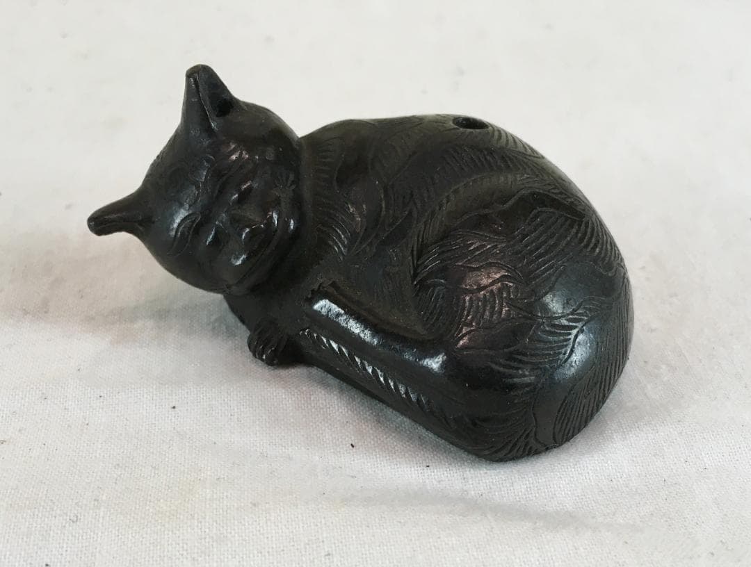 珍品！[猫・水滴・昼寝・おそらく銅]／金属製＝171ｇ