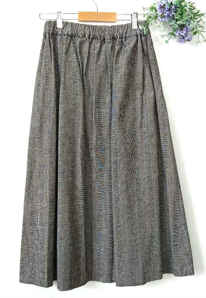 【美品】☆かぐれ☆ウールコットンチェックスカート　ロングスカート