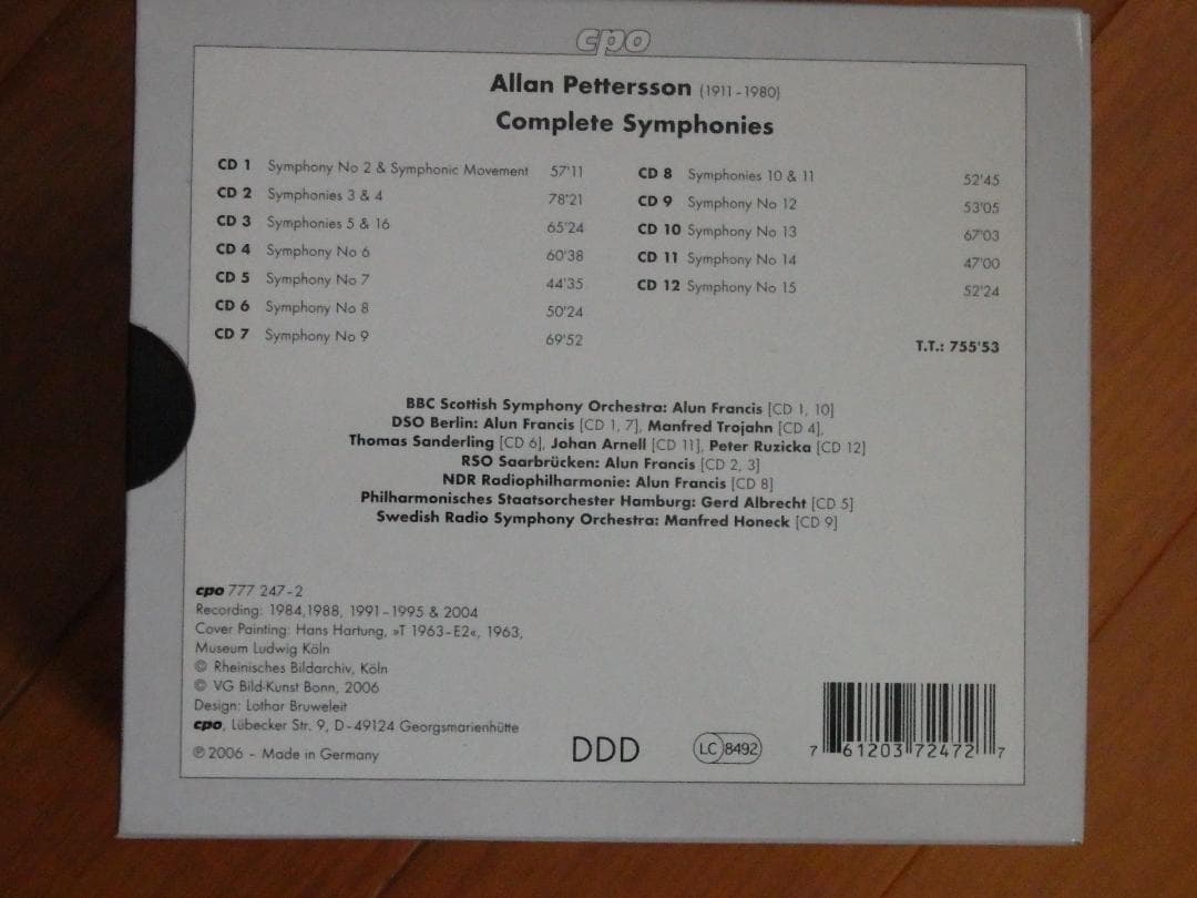 アラン・ペッテション　交響曲全集 12CD