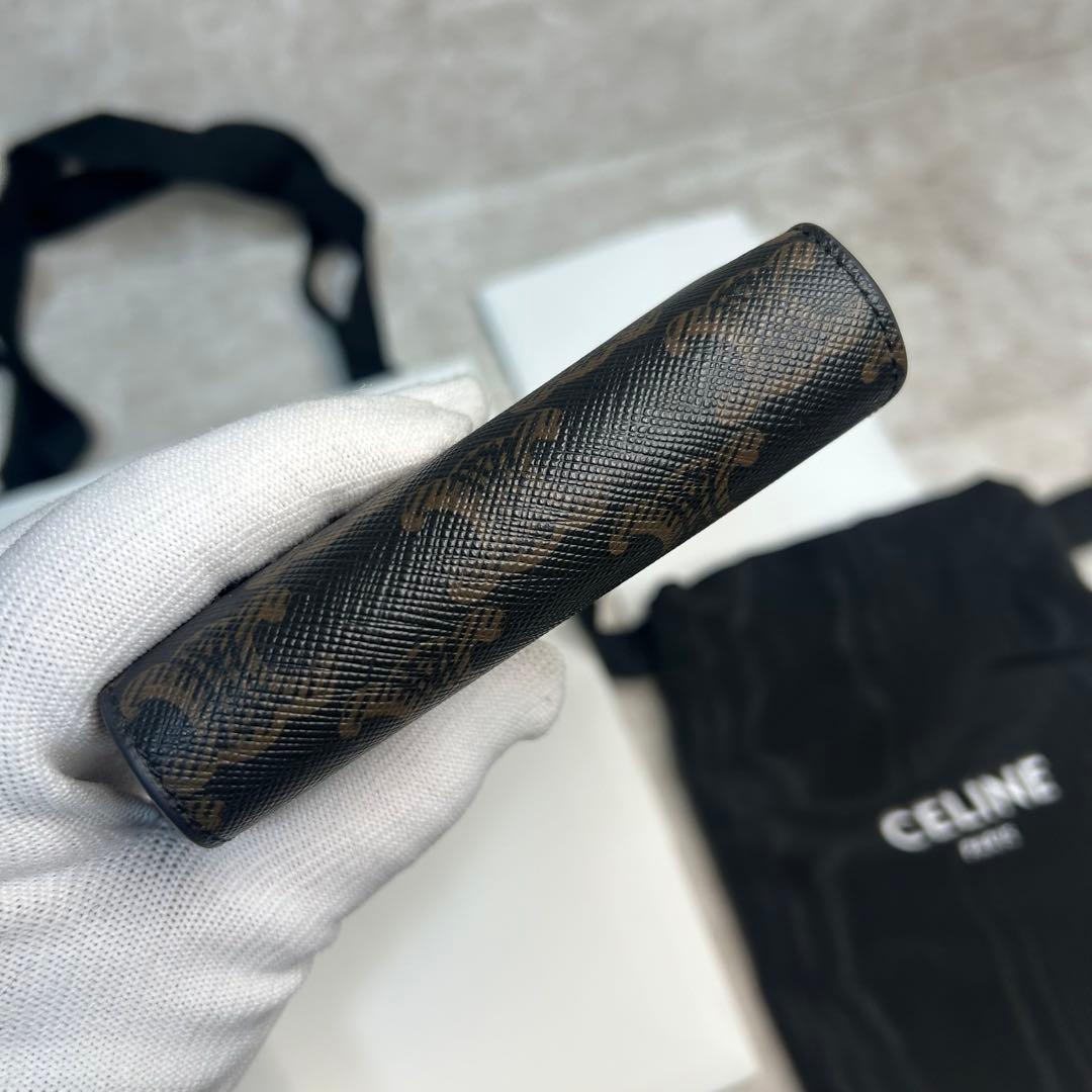 極美品✨CELINEトリオンフ 三つ折り財布 ゴールド金具 箱、保存袋付