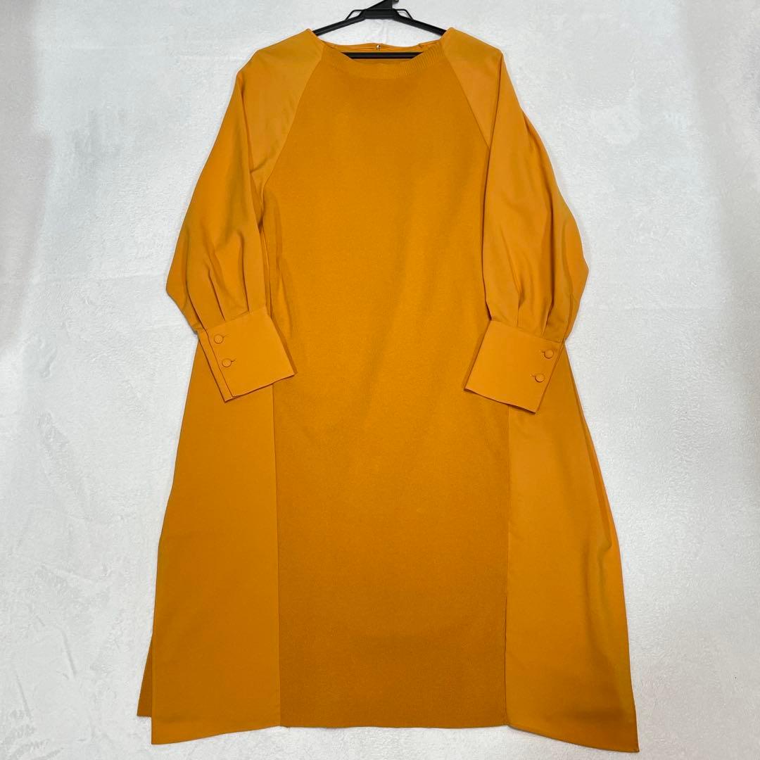 美品 アドーア ADORE クリアヴィスコース 切替ニット ワンピース 38 M