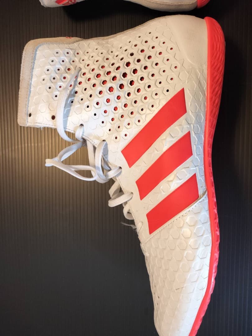 adidas ボクシングシューズ ホワイト/レッド　レスリング　リングシューズ
