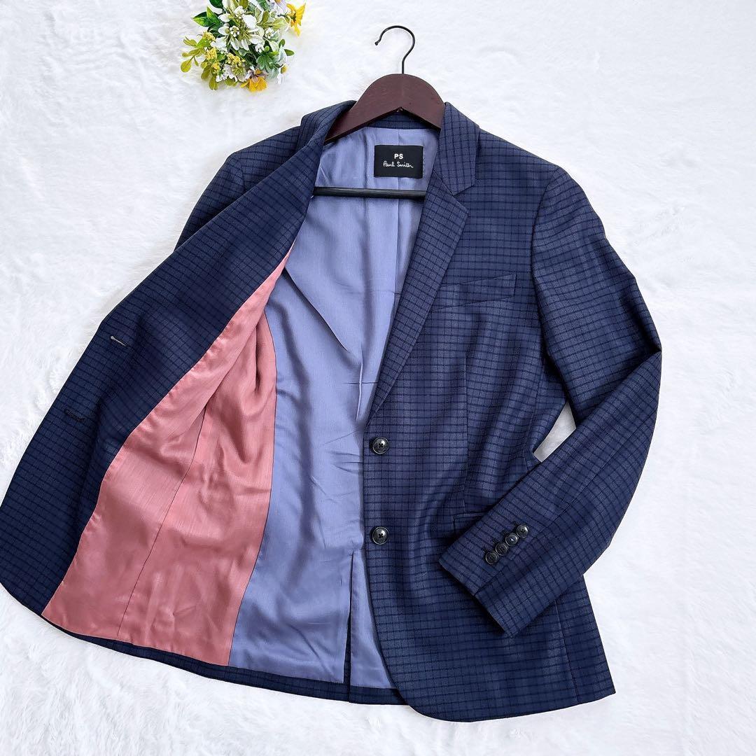 美品 PS Paul Smith チェック柄 テーラードジャケット 派手裏地 M
