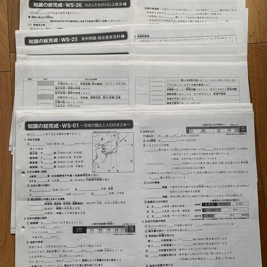 サピックス　6年社会　知識の総完成 解答・問題（未使用）⚫　2024︎年　欠番有