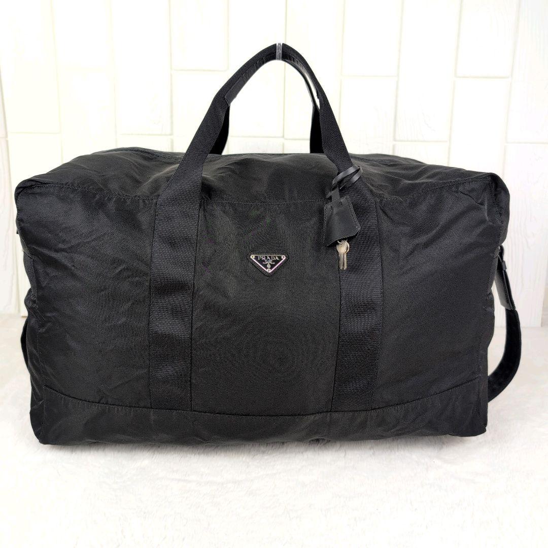 美品✨PRADA ボストンバッグ 2way カデナ ナイロン×レザー ブラック
