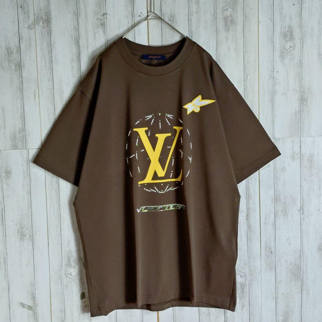 【最高級の逸品】ルイヴィトン☆センターロゴラインストーンTシャツXLサイズ相当