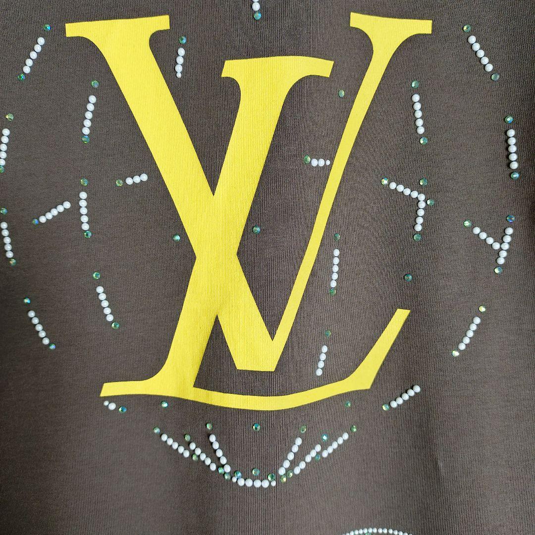 【最高級の逸品】ルイヴィトン☆センターロゴラインストーンTシャツXLサイズ相当