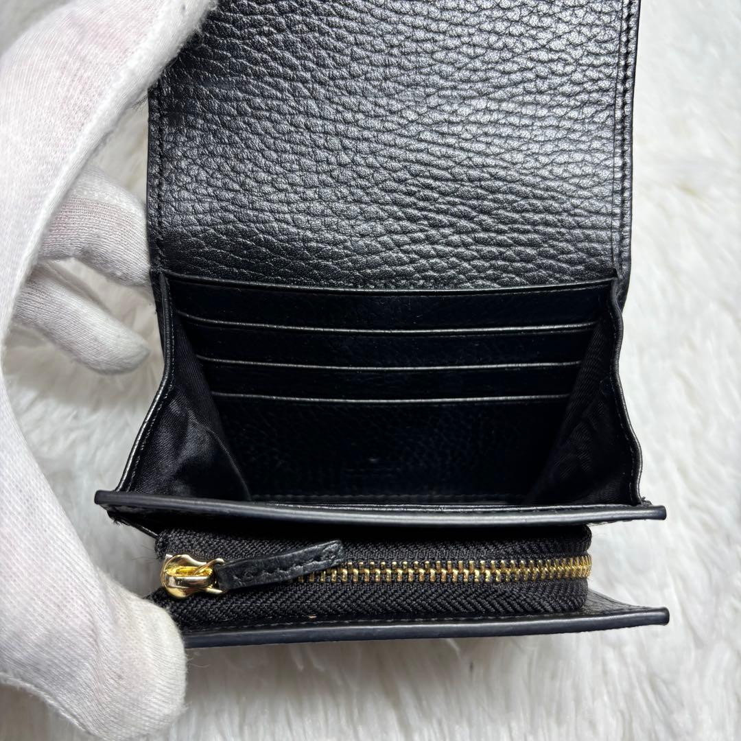 ✨美品✨ グッチ GGスプリーム マーモント 折り財布 L字 PVC レザー 黒