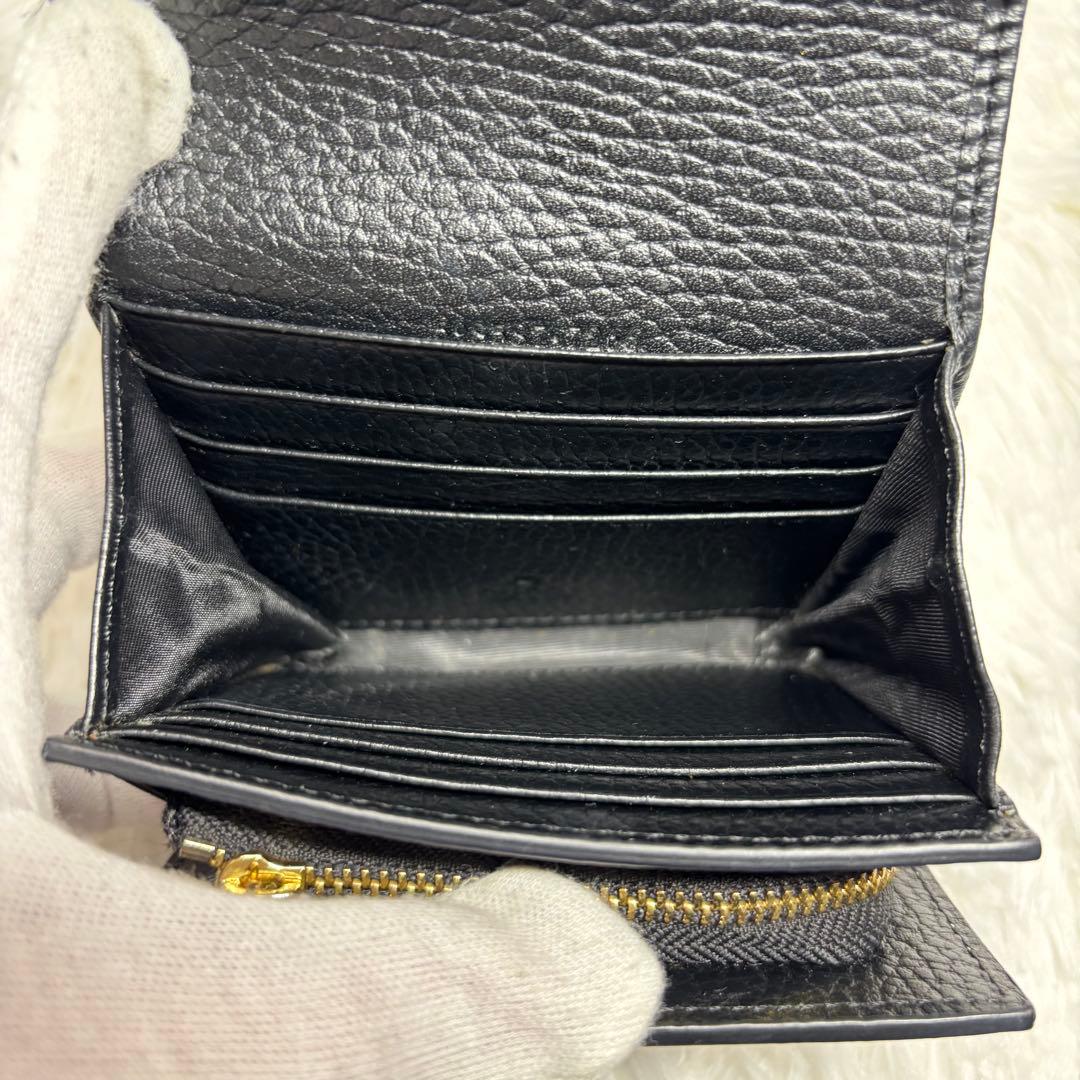 ✨美品✨ グッチ GGスプリーム マーモント 折り財布 L字 PVC レザー 黒