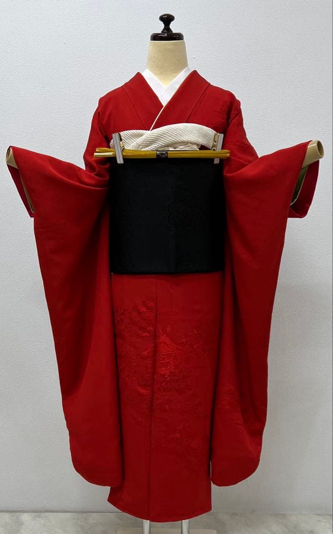 刺繍入り　色無地　振り袖　フルセット　別誂長襦袢　服部袋帯　成人式　鉾　800